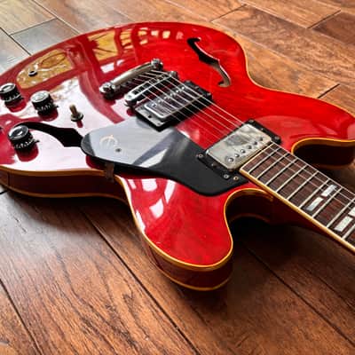 Rare 1980 Matsumoku Epiphone Riviera Semi-Hollow Blue Label Stop Tail Heritage Cherry MIJ Japan image 7