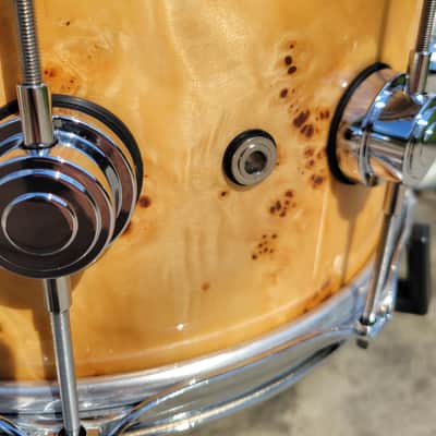 DW Collector's Series Exotic VLT 7x14 Snare Drum - Mapa Burl W/ Protection Racket Bag (C013-4) image 8