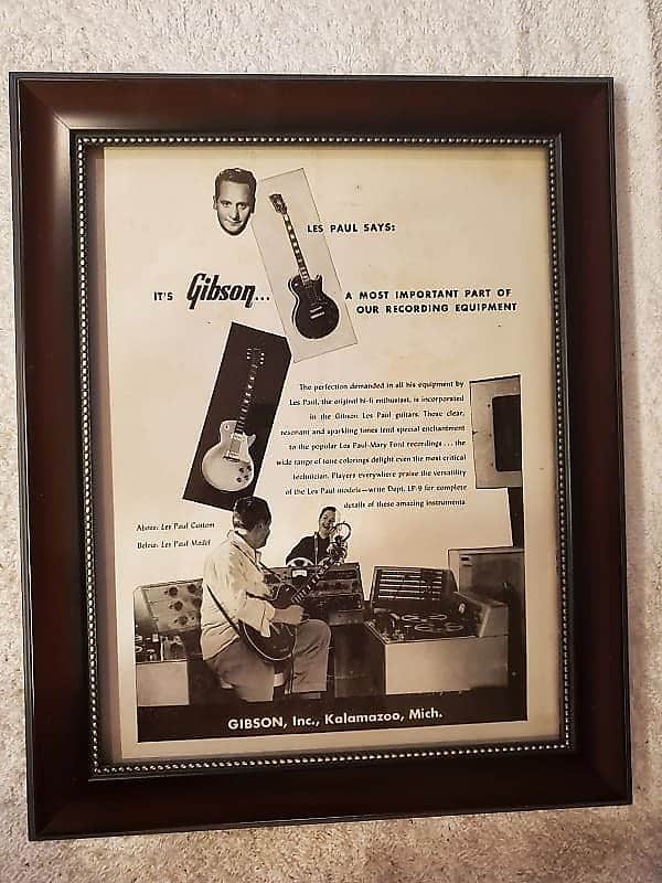 1955 Gibson Guitars Promotional Ad Framed Les Paul Standard & Custom Original image 1