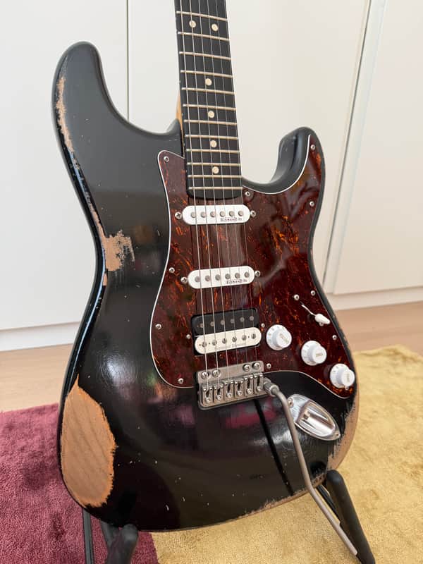 Fender Licensed Warmoth / MJT Stratocaster HSS - Black Nitro Relic image 1