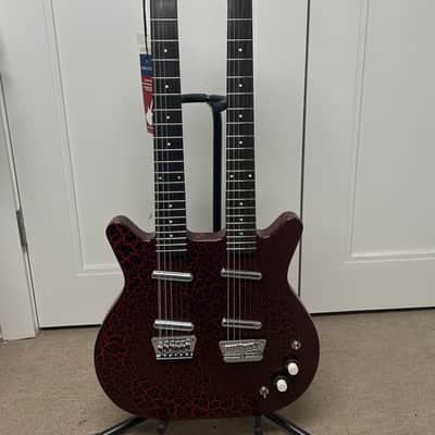 Danelectro Doubleneck 6/12 Reissue 12 String and 6 String Electric Guitar - Red Crackle image 1