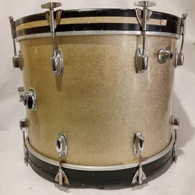 Ludwig 14x20"Bass Drum Silver Sparkle Vintage60s Standard Model 3ply White Paint image 3