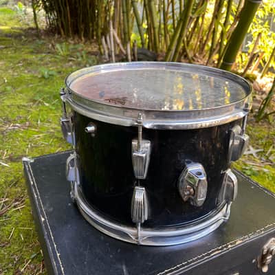 Vintage 70's Ludwig Blue Olive 8x13 Rack Tom 3 Ply with Re-Rings Black Cortex image 2