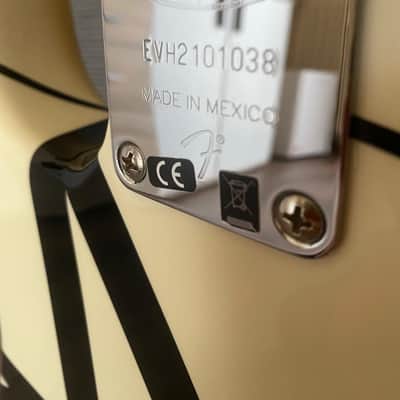 EVH Striped Series Electric Guitar - White with Black Stripes image 10