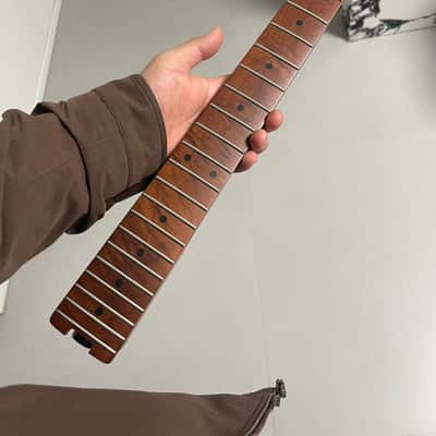 1 Round End stainless steel 22frets Roasted flame Maple Electric guitar neck Spoke Wheel Truss Rod 25.5inch hole 10mm  Satin image 8