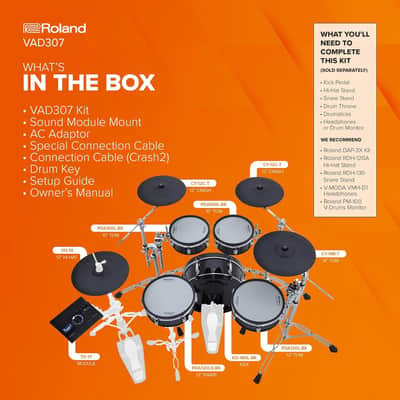 Roland VAD307 V Acoustic Design Space-Saving Drum Kit with Shallow-Depth Shells, Updated TD-17 Module, Thin Cymbals image 6