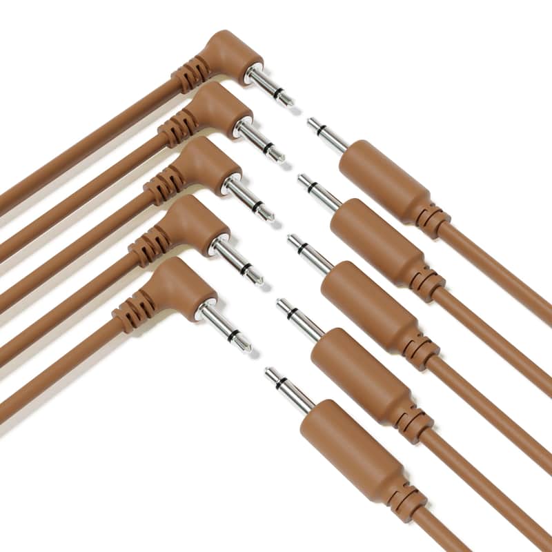 ExcelValley [Brown | 15 cm - 5.91"] 5-Pack Hybrid Mono Modular Patch Cables TS 3.5mm 1/8" Eurorack Synth Synthesizer image 1