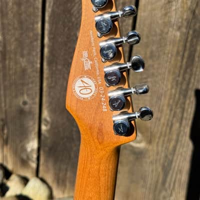 Tom Anderson Guitarworks Drop Top Shorty 24 3/4" Scale Length 2024 - Abalone With Binding Top, Purple back image 6