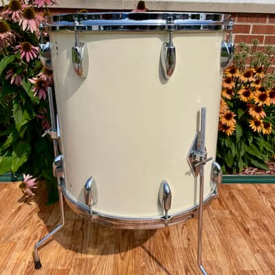 1970s Gretsch 16x16 Stop Sign Badge Floor Tom Drum White Nitron image 4