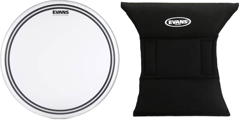Evans EC2 Drumhead - 18" - Frosted + Evans EQ Pad Bass Drum Mu... - Value Bundle image 1