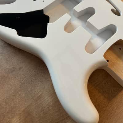 Thinline Semi-Hollow Strat Body HSS with F Hole - Gloss White image 5
