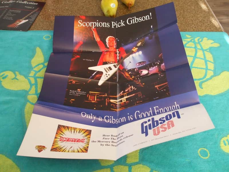 Gibson Guitars 1993 ONLY A GIBSON IS GOOD ENOUGH poster catalog brochure RUDOLF SCHENKER SCORPIONS ZCD image 1