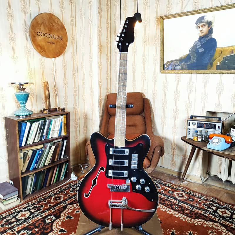 Jolana Spesial Tornado Vintage Electric Guitar Soviet USSR Tremolo bar 360 Strat Semi Hollow image 1