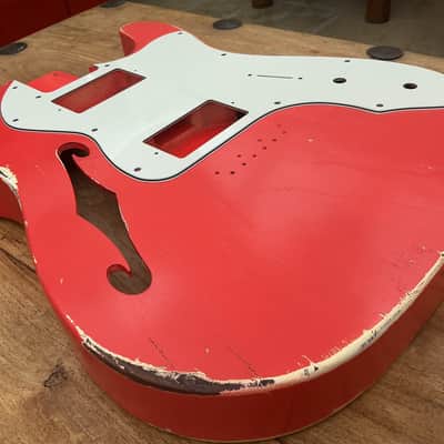 Brand new  ! Lightest 1 piece Swamp Ash in paint on Reverb  ?  . 1.1 kg in relic Faded Fiesta  Red Nitro . image 12