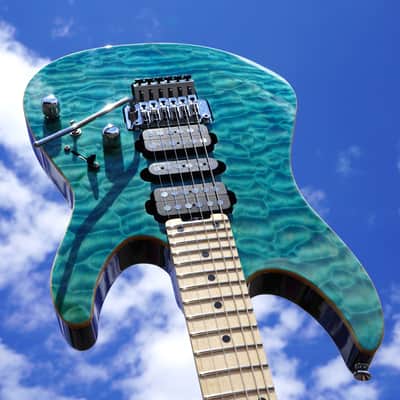 Schecter Japan PROTOTYPE EX-V-24 LTM/FRT M/M BKCH / 3AG - AQUA 6-String w/ Molded Case image 1