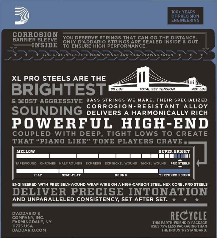 D'Addario EPS170 ProSteels Long Scale Bass Guitar Strings, Light Gauge image 3