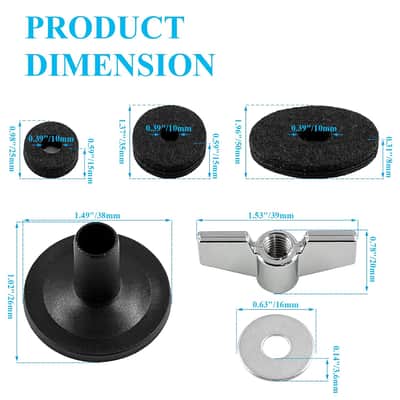 21Pcs Cymbal Replacement Accessories - Cymbal Parts Include Felt Sleeves, Washers, Wing Nuts, Felts, Hi-Hat Clutch Felt, Hi Hat Cup image 5