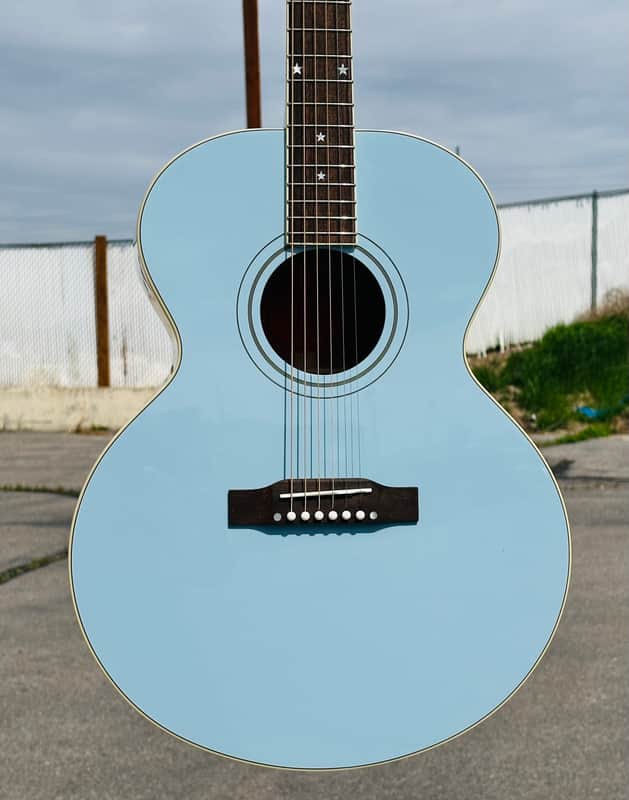 Epiphone J-180 LS Jumbo Ac/El Inspired by Gibson Frost Blue w/Case Auth Dlr #922 image 1
