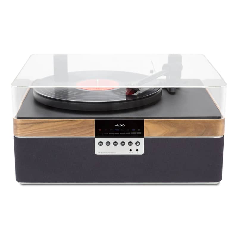 Plus Audio: The +Record Player Turntable + Integrated Audio System w/ Bluetooth - Carbon / 2M Red Upgrade Walnut Turntable image 1