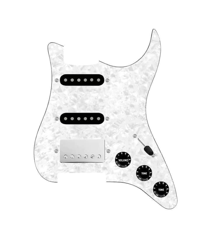 920D Custom HSS Cool Kid Humbucker & Texas Grit Pickups Loaded White Pearl / Black/ Nickel Pickguard for Strat Guitars image 1
