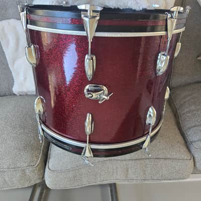 Slingerland Drum set 20,12,13,16 1970s - Maroon Sparkling Pearl image 13