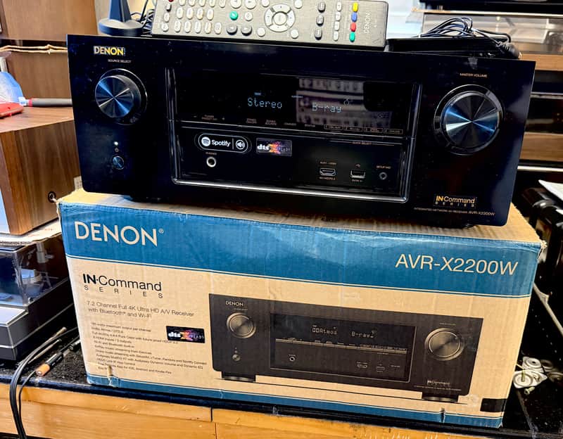 Denon AVR-X2200W 7.2 Ch 4K Ultra HD BT Atmos Receiver Remote Mic Antennas Box; Tested image 1