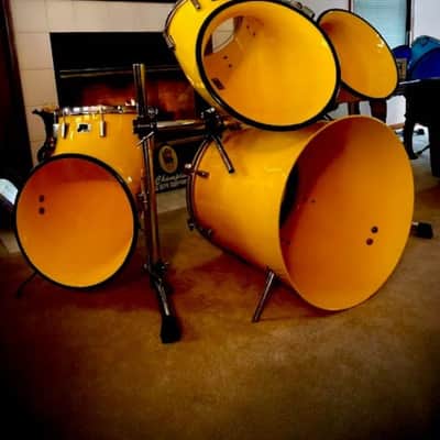 Vintage North Drums 4pc drum Kit 1970's,Yellow. Refurbished by Blonde Knuckle Custom Drums Works image 2