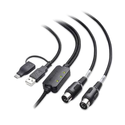 MIDI to USB Cable 6.6 ft / 2m (USB MIDI Cable, MIDI to USB C Cable) in Black image 1