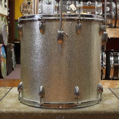 1970s Slingerland Gene Krupa Deluxe Outfit in Sparkling Silver Pearl 14x20 9x13 16x16 image 10