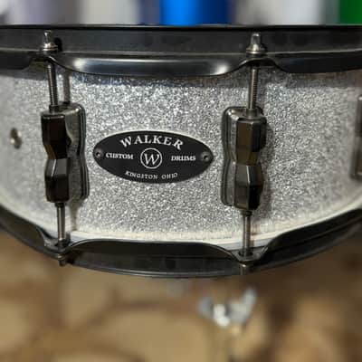 Walker Custom Drum Silver Sparkle 14x5.5" - Black Hardware Snare Drum image 2