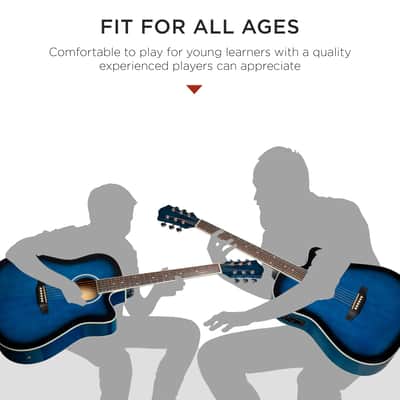 Best Choice Products Beginner Acoustic Electric Cutaway Guitar Set w/ Case, Strap - 41in-Black image 5