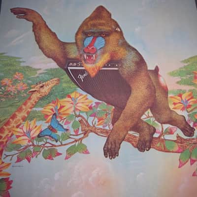Fender Super Twin & Telecaster Authentic Vintage Poster "The Leather-Lunged Multi-Voiced Super Twin" Artist Endicott Circa-1976-Multi Color image 11