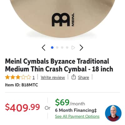 Meinl 18" Byzance Traditional Thin Crash 2001 - Present - Traditional image 5