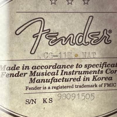 Vintage Fender CG-11E NAT Classical Acoustic / Electric Guitar image 9