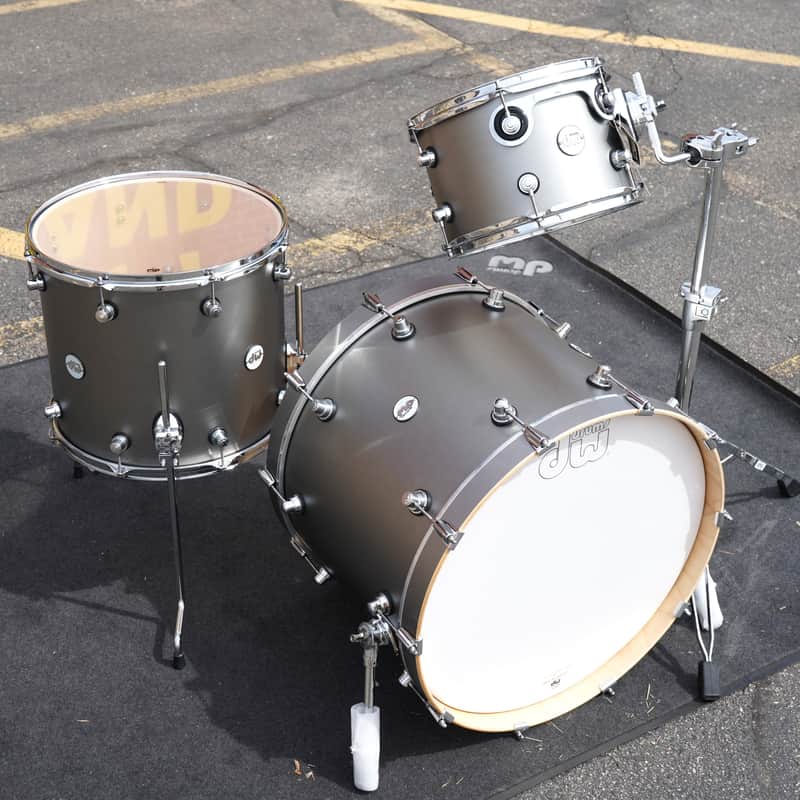 DW Design Series Limited Edition 3pc Maple Shell Pack - Titanium Satin Matte Lacquer | 12", 16", 22" image 1