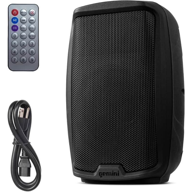 Gemini Sound AS-2110BT Active 10 Inch Woofer 1000W Watt DJ Monitor Powered Amplified PA Speakers System With Bluetooth, Wireless Stereo Pairing Onboard 2 Channel Mixer, Handles and Portable Fly Points image 1