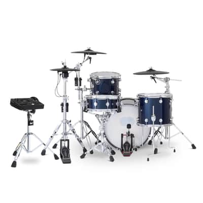 FREE TOM REBATE! - DW DWe 4pc Complete Electronic/Acoustic Drum Set w/Roland Cymbals & V51 Midnight Blue Metallic image 3