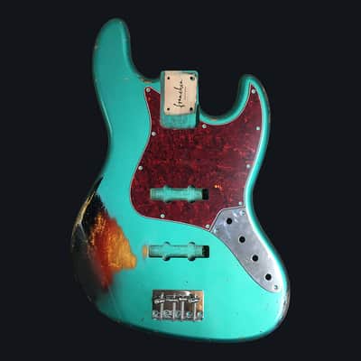 Made to Order - FRANCHIN Uranius bass body Relic Aged 100% Nitro Lacquer COLOR OVER COLOR (Sunburst/ Black/ White/ Blue/ Green/ Yellow/ Red/ Pink/ Burgundy/ Purple/ Gold/ Silver, etc.) Basswood Poplar Jazz-Bass Style Made in Italy image 3