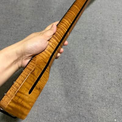 Left hand Ebony inlay 22fret Satin Roasted Flame Maple guitar neck part image 3