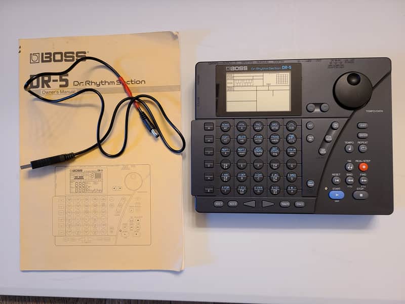 Cleaned Boss DR-5 Drum Machine with new internal battery, USB power adapter, and original manual image 1