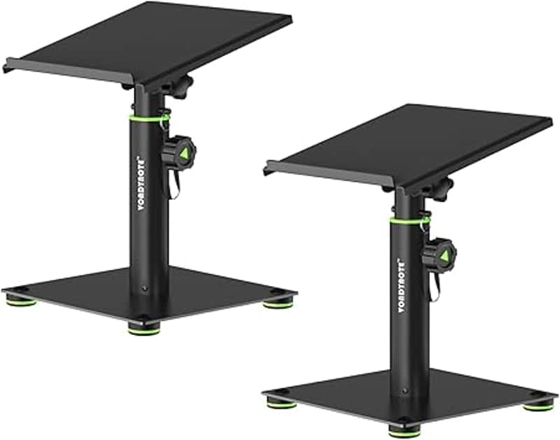 Desktop Speaker Stands Pair Studio Monitor Stands 12° Tilt Height Adjustable 11" to 16", Metal Stands for Studio Monitors, laptops, or projectors image 1