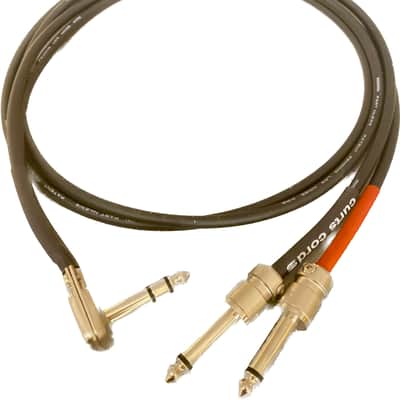Mogami Curts Cords Mogami 2319 Stereo Y Cable 3' TRS Pancake Square Plug to (2) Straight compact TS plugs image 1