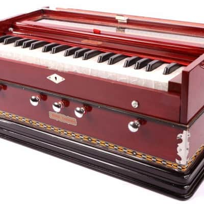 Handmade Harmonium With Bag BINA Tarang 3¼ Octave Double Reeds 5 Stopper Double Bellow - Natural image 3