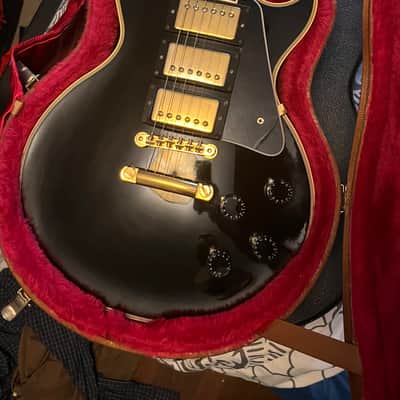 1989 Gibson Les Paul Custom 35th Anniversary Black and Gold Triple Pickup! 1989 - Gloss Black and Gold Accents image 13