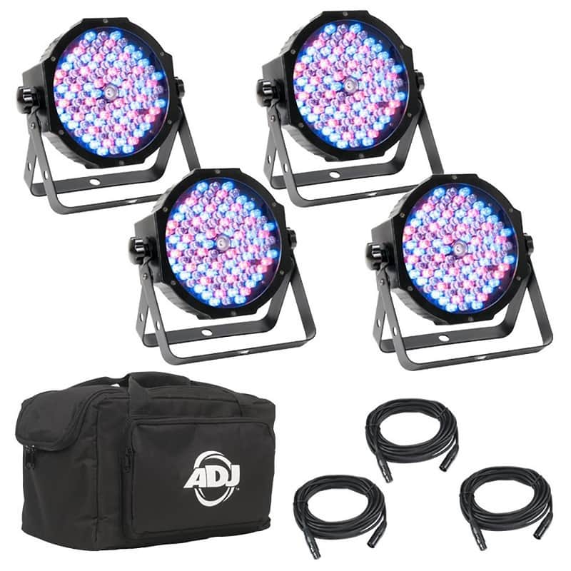 American DJ MEG555 Mega Flat Pak (4x) LED Par Light System w/ Cables, Bag image 2