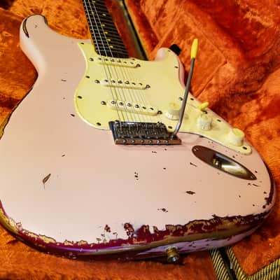 American Fender Stratocaster Standard Shell Pink Over Candy Apple CS Fat 50's image 1