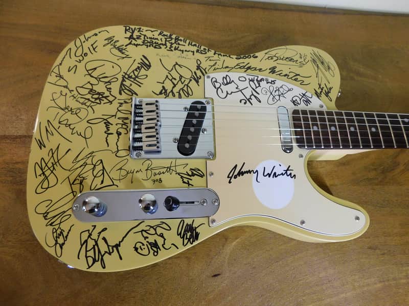 2007 Fender Squier Standard Series Telecaster Vintage White Signed By Rock Legends Artists! image 1