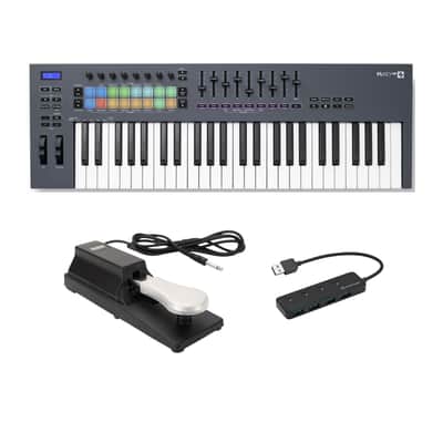 Novation FLkey 49-Key MIDI Keyboard Controller - Professional Music Production with Velocity-Sensitive Keys and DAW Integration, Compact and Portable Bundle with Sustain Pedal and 4-Port USB (3 Items) image 1