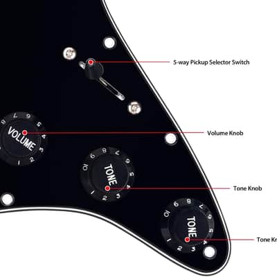 3Ply Loaded SSS Pickguard Vintage F '60s Tones Prewired Strat Pickguard with Staggered Alnico 5 SSS Single Coil Pickups for Fender Stratocaster ST Style Electric Guitars JT/HBZC-01 Black image 3