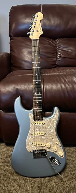 Fender American Elite Stratocaster with Ebony Fretboard 2019 - Satin Ice Blue Metallic image 1